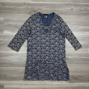 Jordan Taylor Navy Mesh Dress with Gold Design and‎ Embellishment